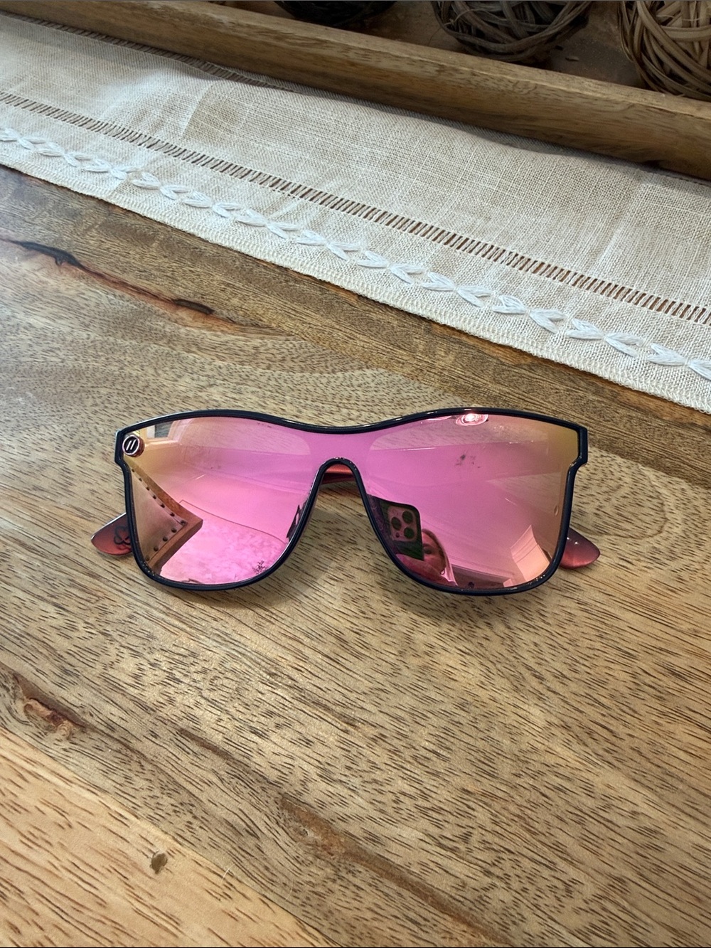 Women’s Pink Mirrored Shield Sunglasses